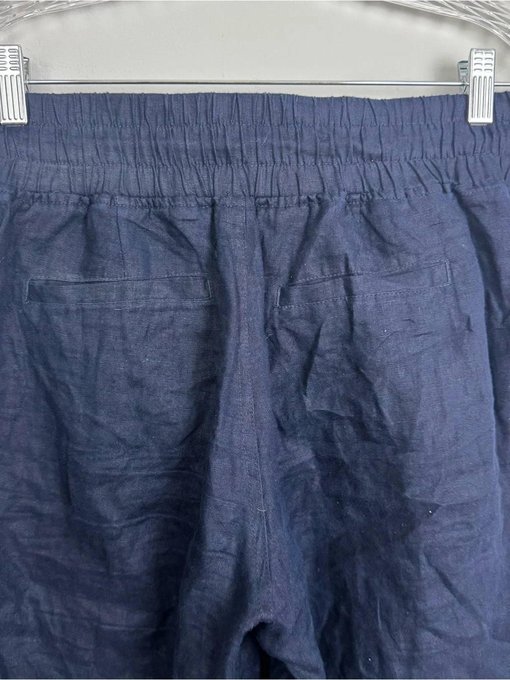 QUINCE | Navy Blue Elastic-Waist Linen Drawstring Pants Women’s Size Small